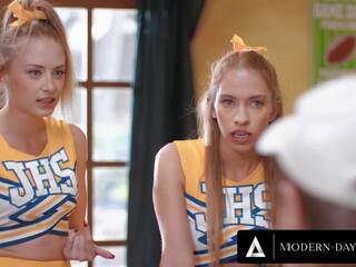 MODERN-DAY SINS - Teen Cheerleaders Kyler Quinn and Khloe Kapri CUM SWAP Their Coach's BIG LOAD!