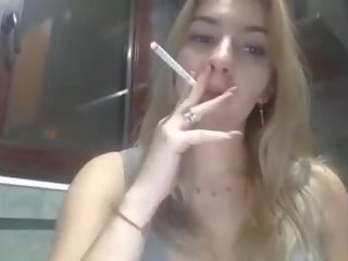 Pregnant lover smokes and tries to seduce her sweetheart