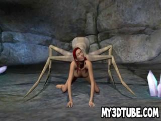 3d gyzyl saçly feature getting fucked by an keseki spider