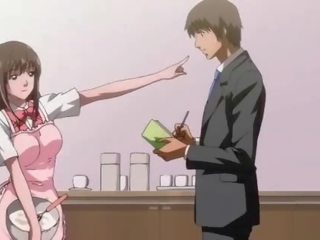 Shorthaired anime mistress boobs teased by her smashing GF